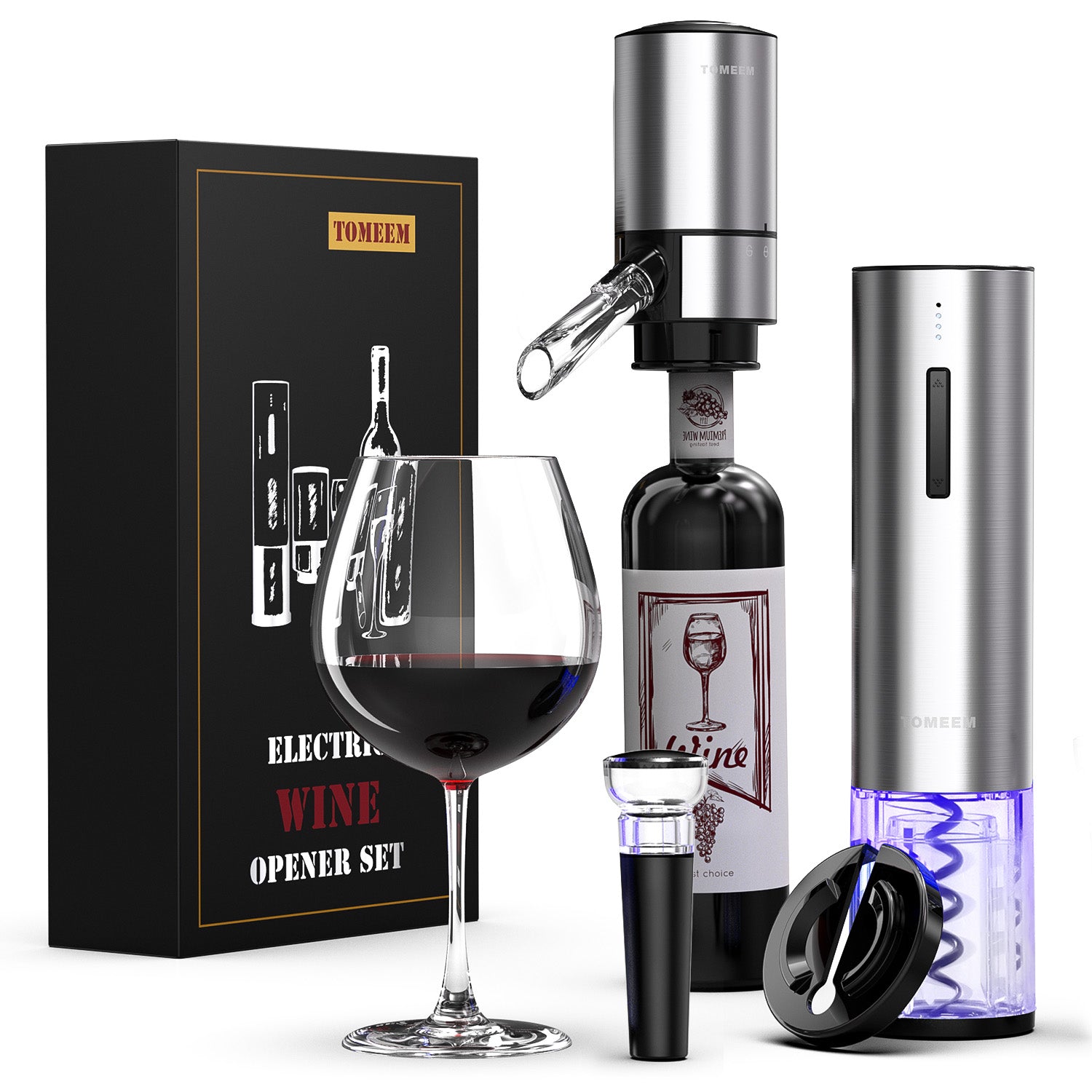 TOMEEM 4-in-1 Electric Wine Opener With Electric Pouring and Decanter