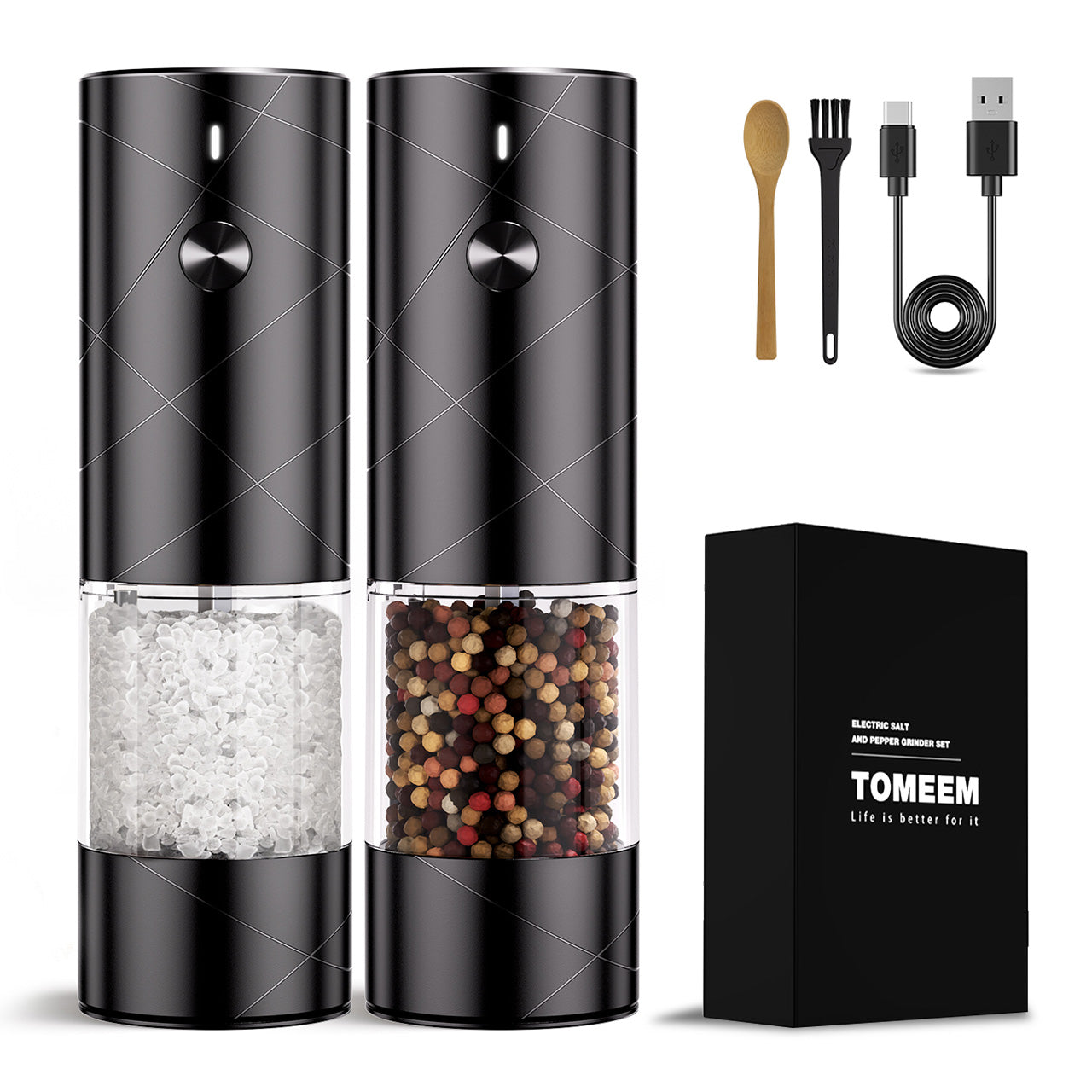 TOMEEM 3.60oz Electric Salt & Pepper Mills