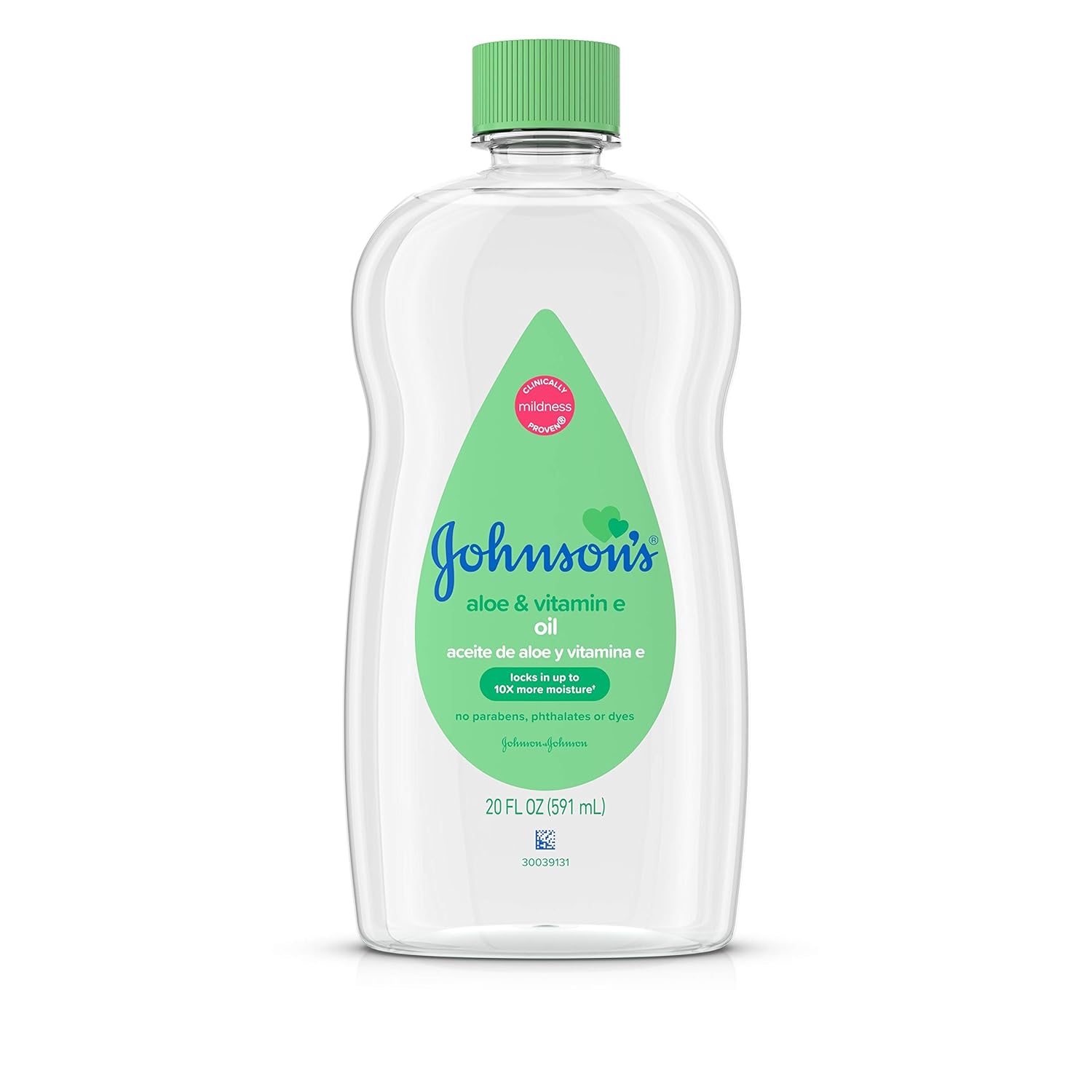 Johnson's Baby Oil, Mineral Oil Enriched with Aloe Vera and Vitamin E, 20 fl. oz