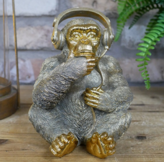 DJ Monkey Ornament with Headphones