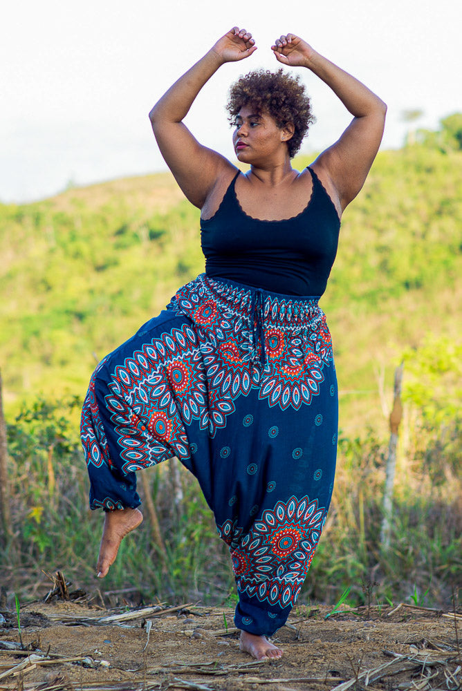 Plus Size Teal Lotus Pants