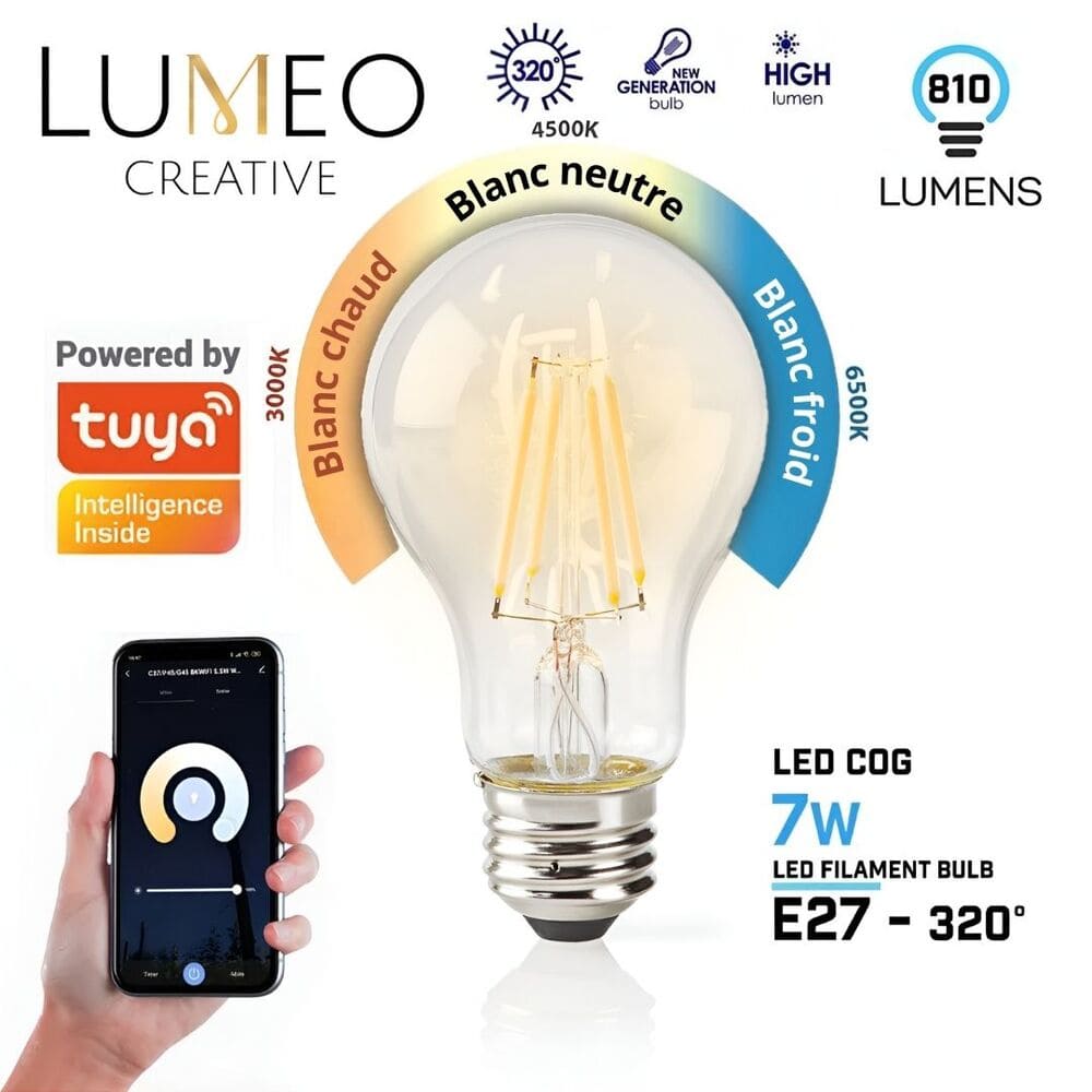 Ampoule LED intelligente Wifi - E27 / 7W Dimmable