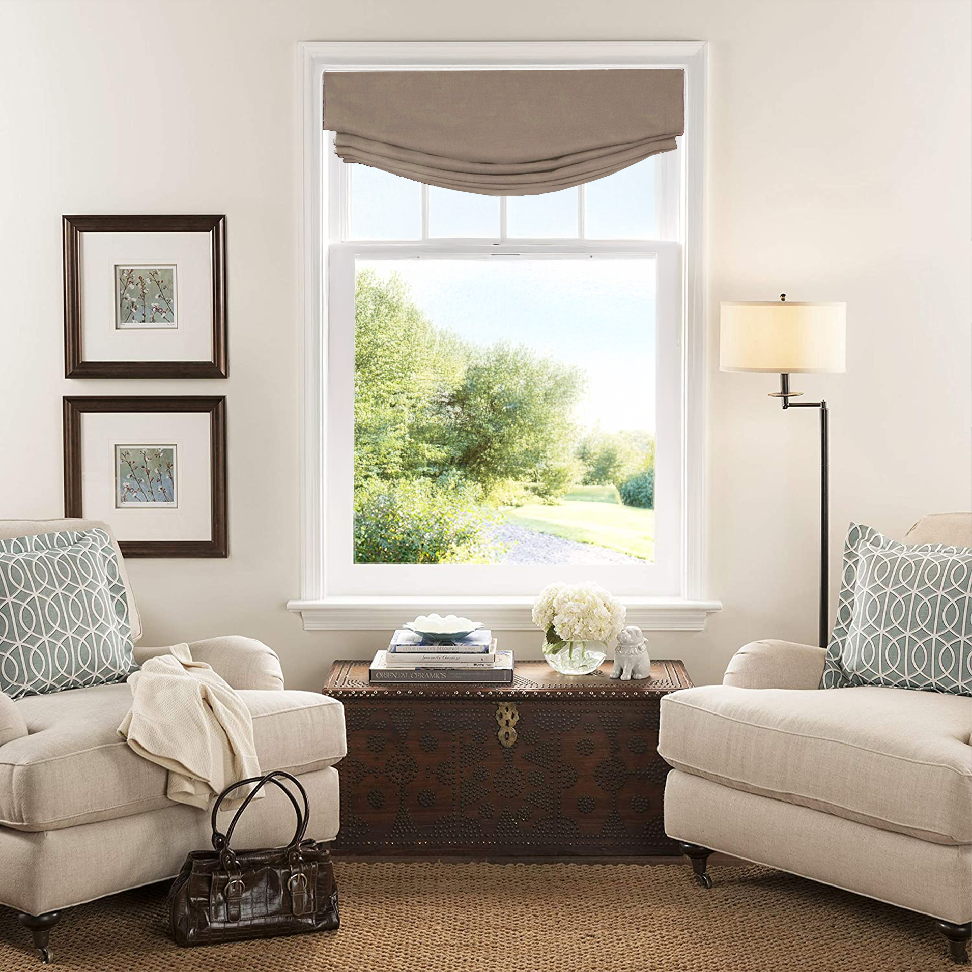 Liz Linen Roman Shades & Blinds  | Relaxed