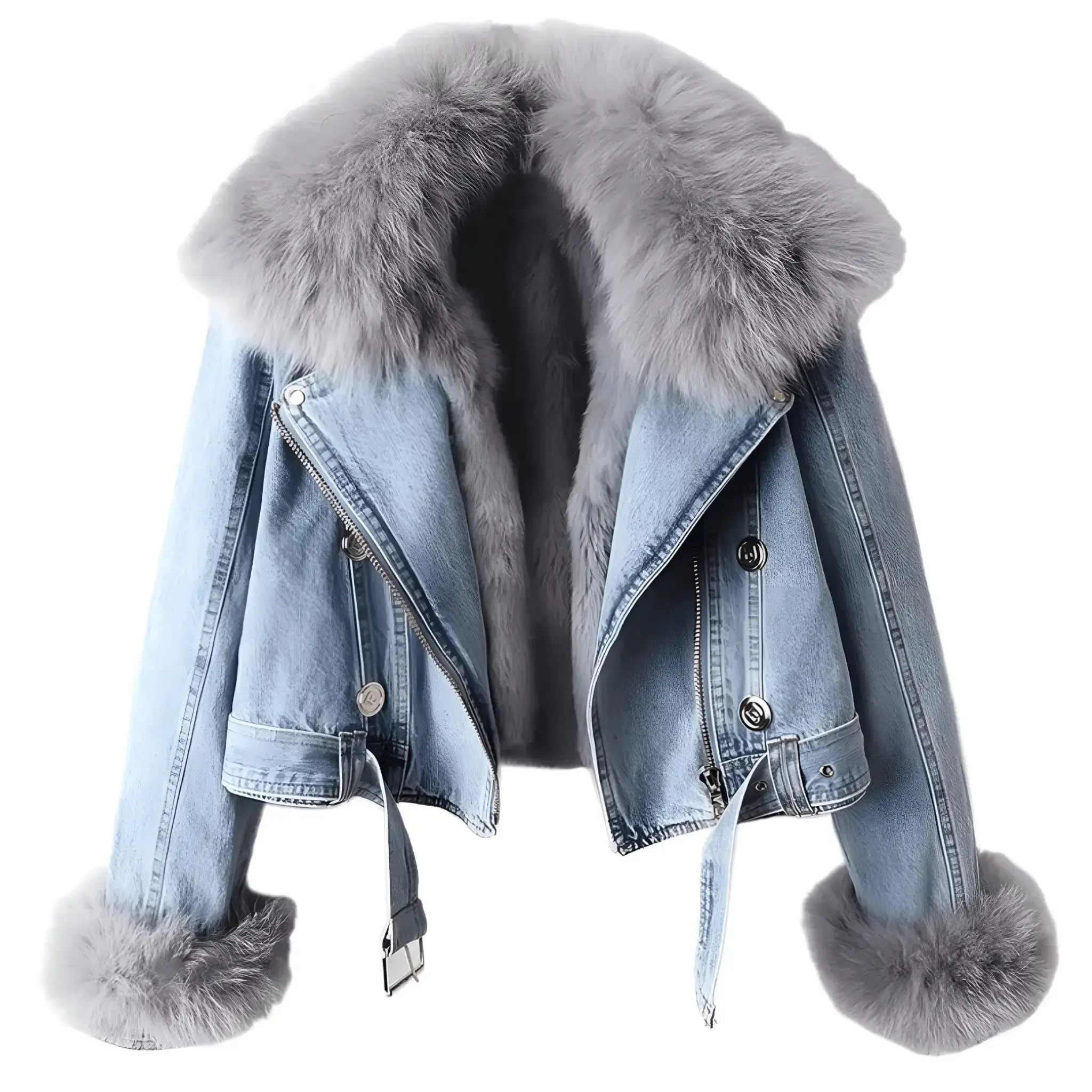 denim jacket with fur