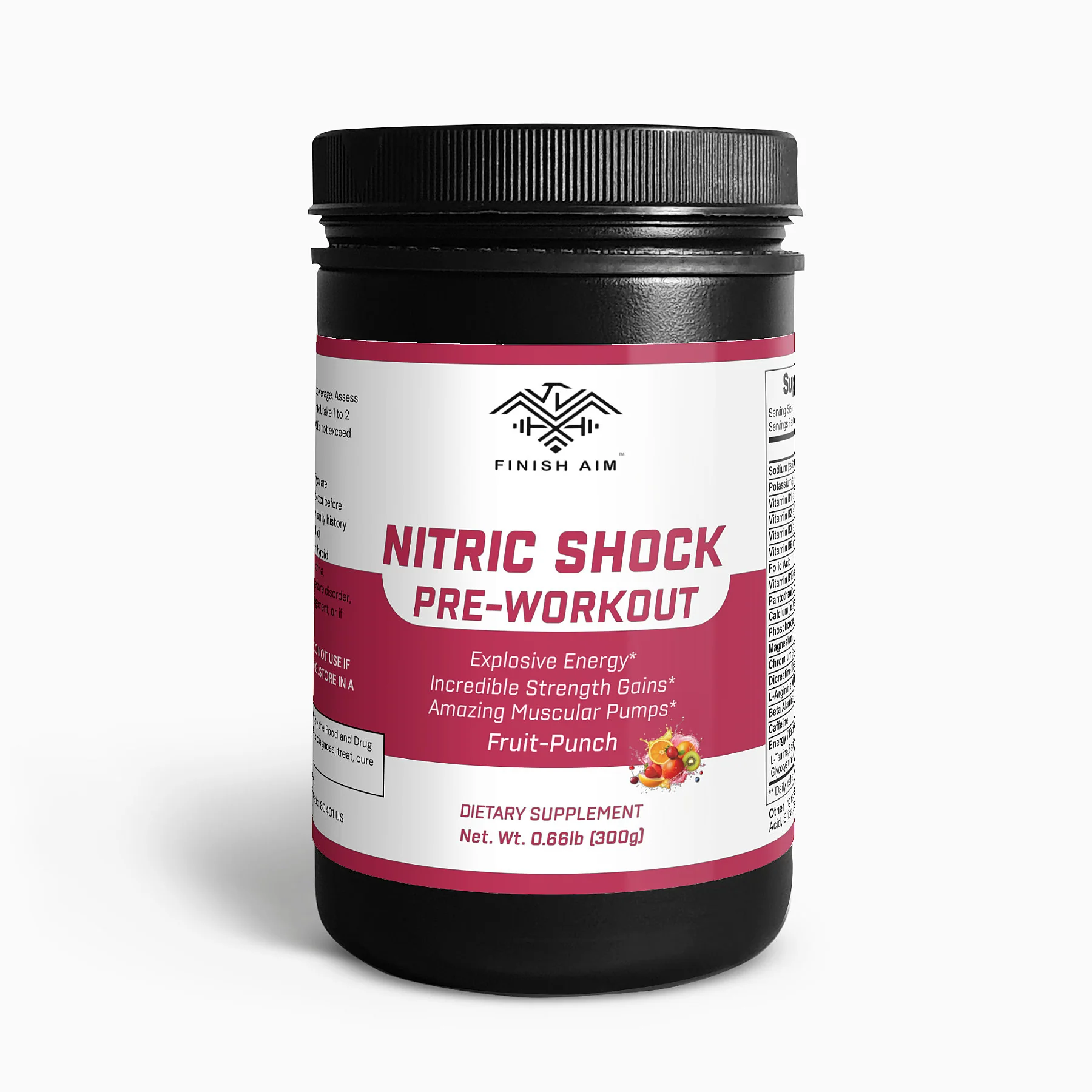 Finish Aim Nitric Shock Pre-Workout Powder (Fruit Punch) - Maximizing Muscular Gains and Enhancing Muscle Pump