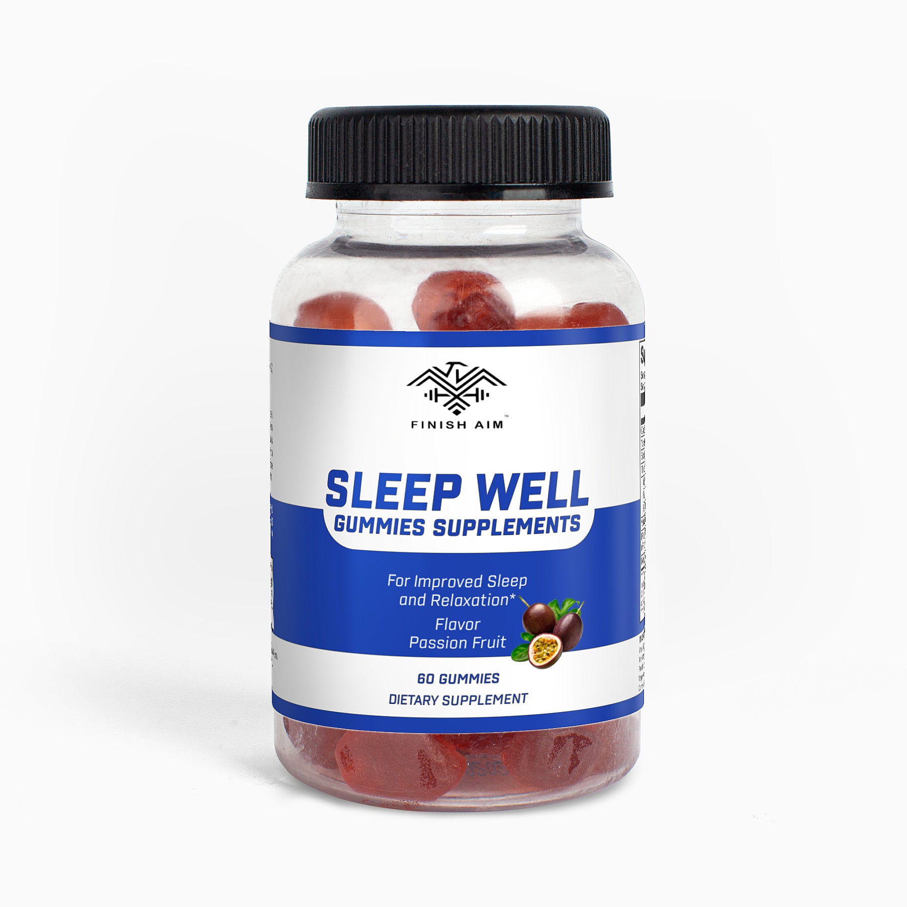 Finish Aim Sleep Well Gummies (Adult) - Passion Fruit Flavor for Enhanced Sleep and Relaxation