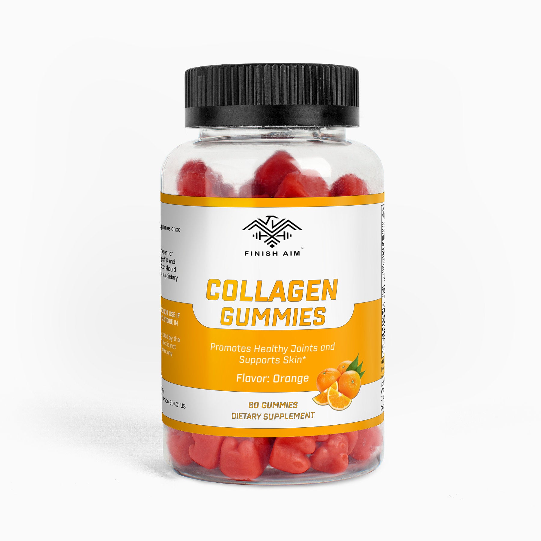 Finish Aim Collagen Gummies (Adult) - Orange Flavour, 60 Gummies: Supports Joint & Skin Health