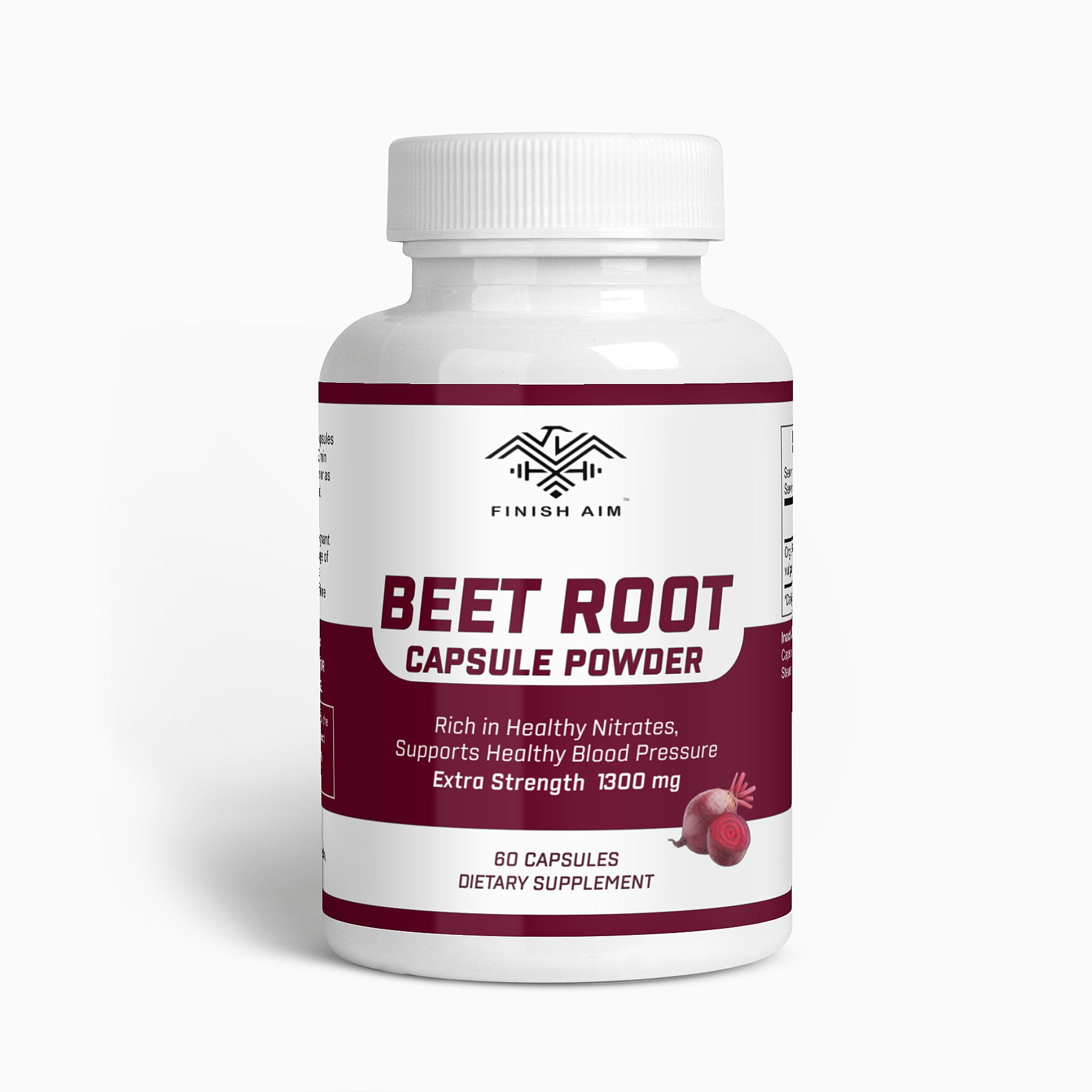 Finish Aim Beetroot Capsules - Rich in Nitrates, Promotes Healthy Blood Pressure (60 Caps)