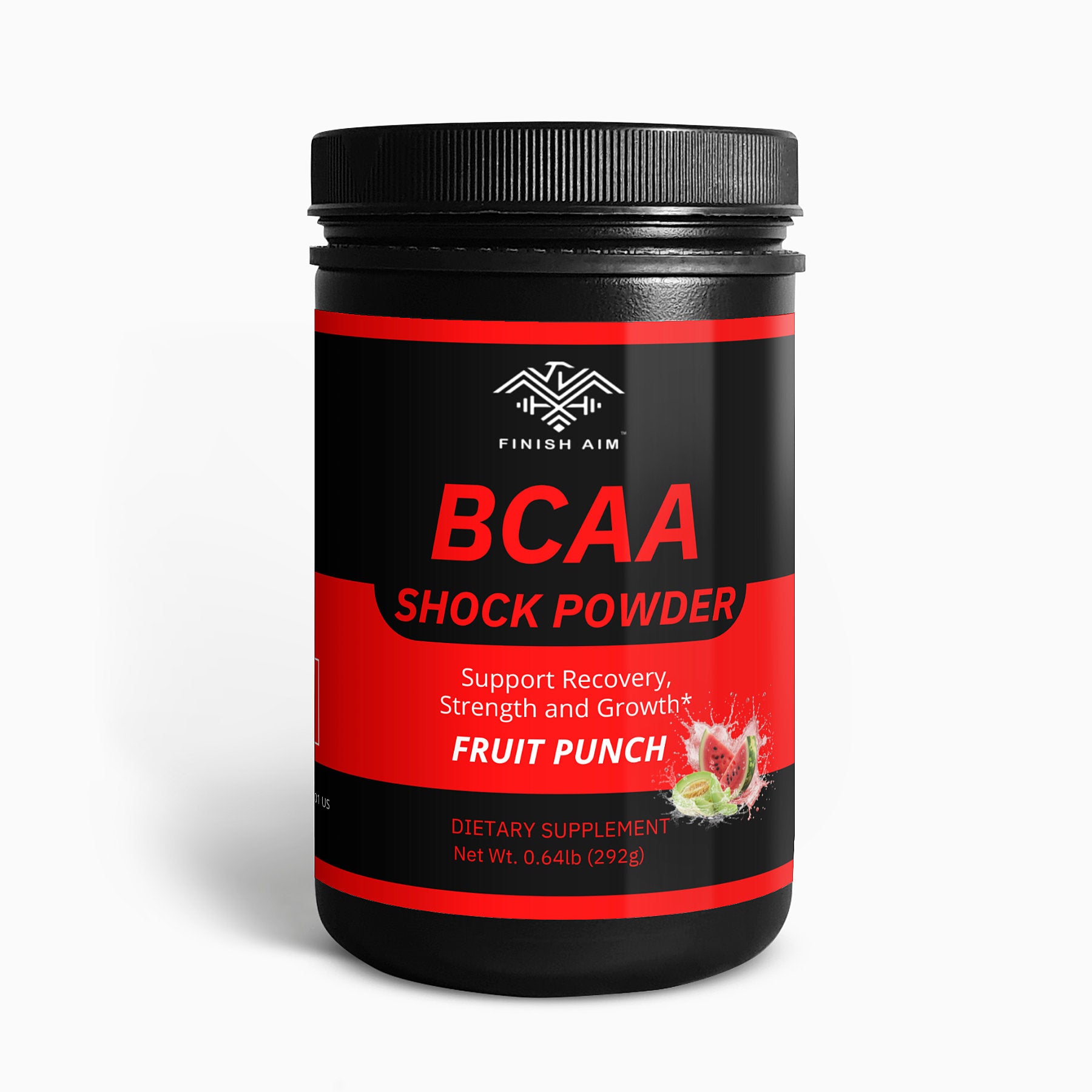 Finish Aim BCAA Shock Powder - Fruit Punch Flavor for Enhanced Recovery & Muscle Growth