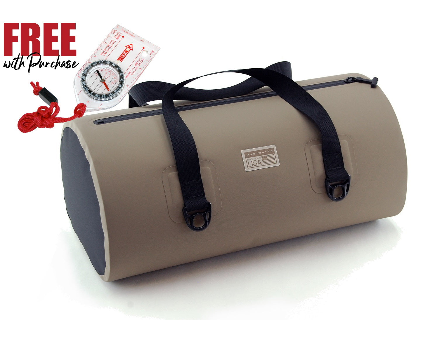 40L Allatoona Waterproof Duffel - Coyote/Black + FREE Compass