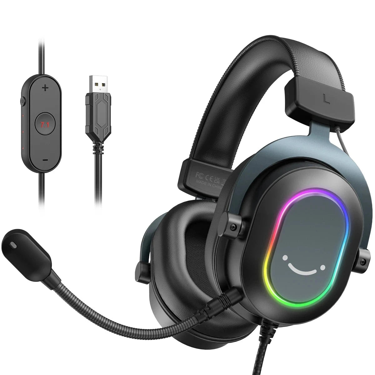 Dynamic RGB Gaming Headset with Mic 7.1 Surround Sound