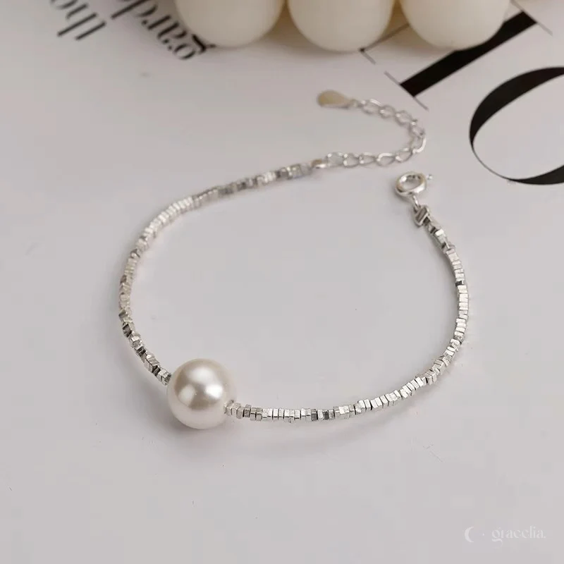 Everglow Dainty Silver Pearl Anklet