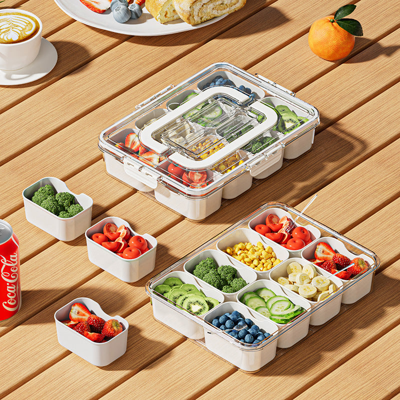 Efficient Organizing 8-Grid Divided Tray - Expert Refrigerator Organizer, Versatile Food Storage Box, Essential Kitchen Organizer