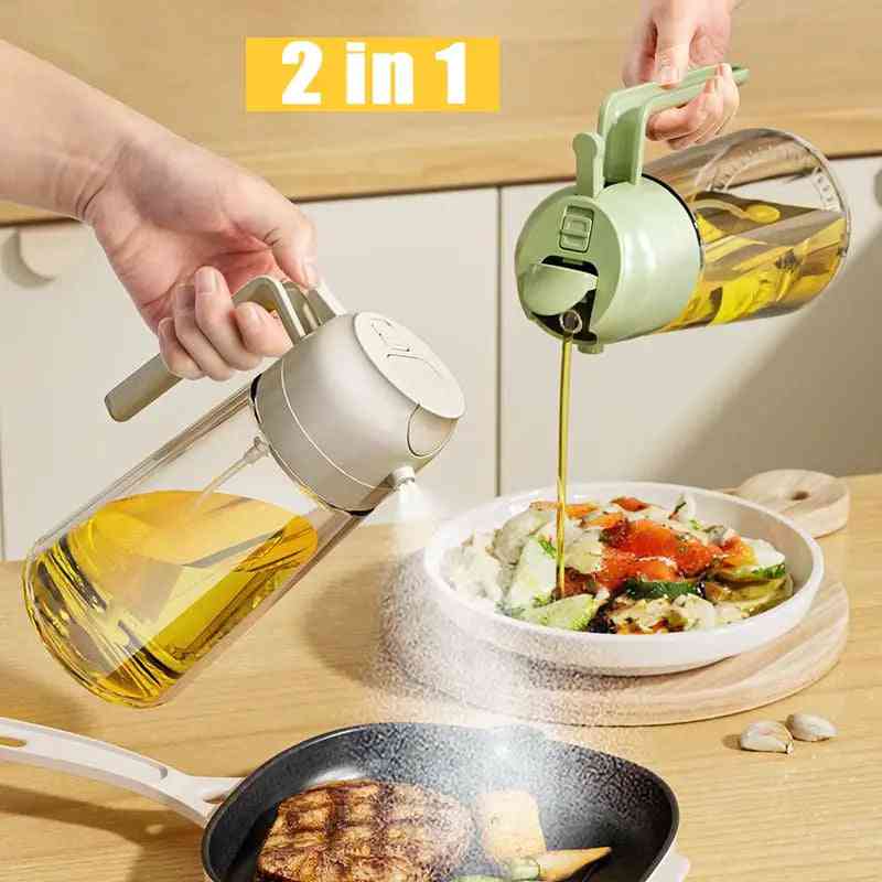 Multi-Functional Glass Oil Spray Bottle - 2-in-1 Design for Convenient Kitchen Use