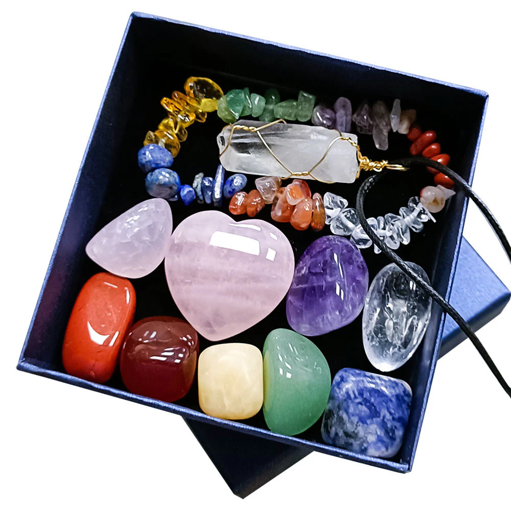 Crystal Jade Chakra Combination Set - Hexagonal Pillar of Love