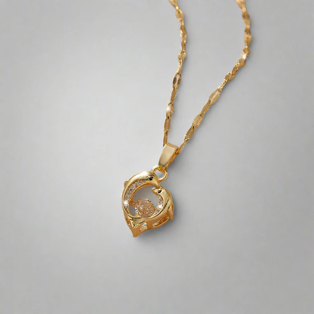 Double Dolphin Pendant Necklace
