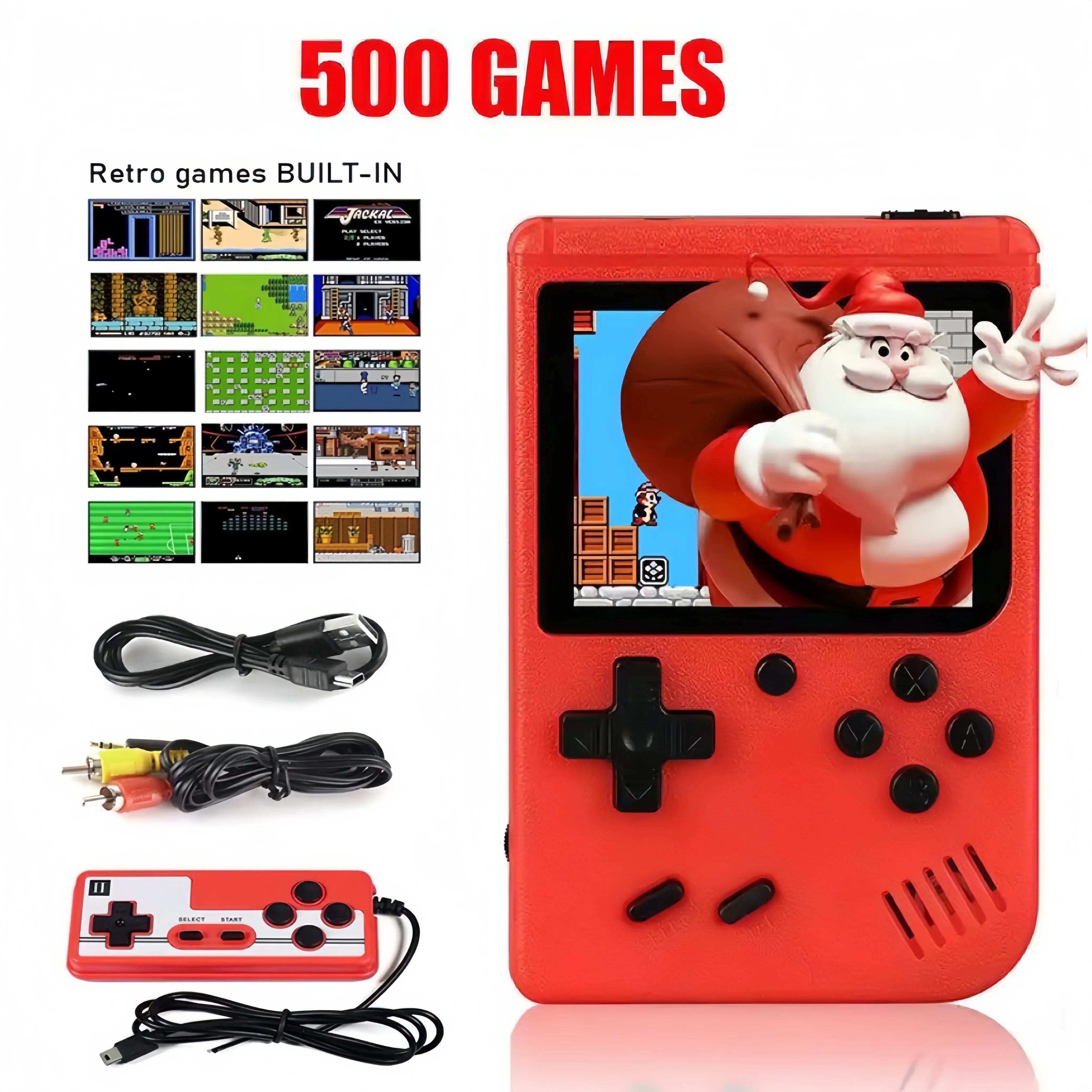 Mini consola de videojuegos portátil Retro para niños, 8 bits, 3,0 pulgadas, LCD, Color, 500 juegos integrados, regalo de Navidad