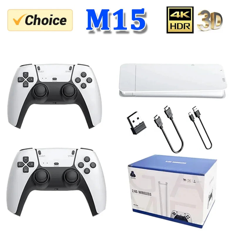 M15 Game Stick Mini TV consola de juegos portátil, Gamepads inalámbricos, 64G, más de 20000 juegos Retro, salida HD, dos jugadores para PS1, Etc.