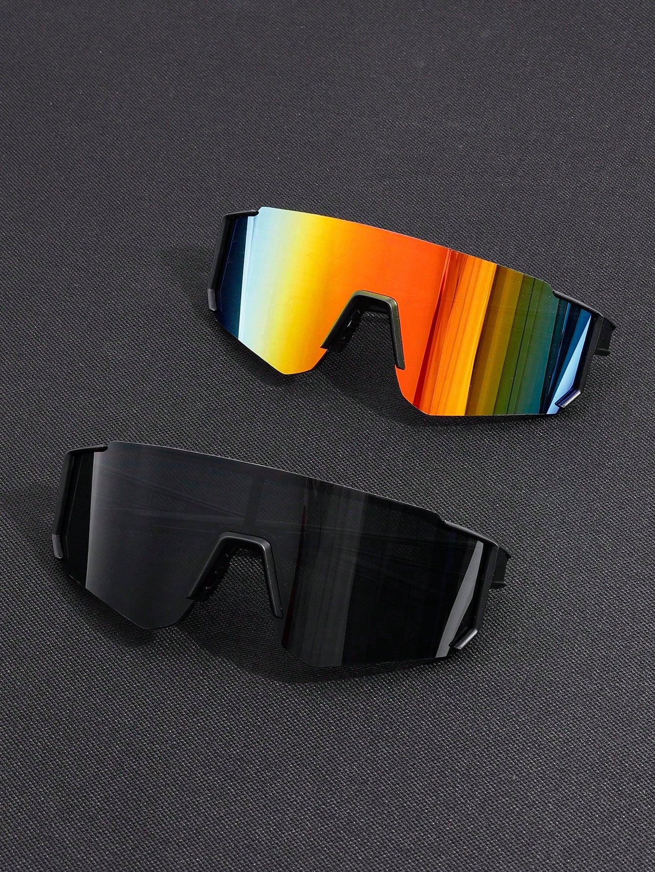 2 piezas Gafas deportivas clásicas reflectantes con protección envolvente y espejo para hombres, accesorios para deportes al aire libre como montar bicicleta, camping y esquiar