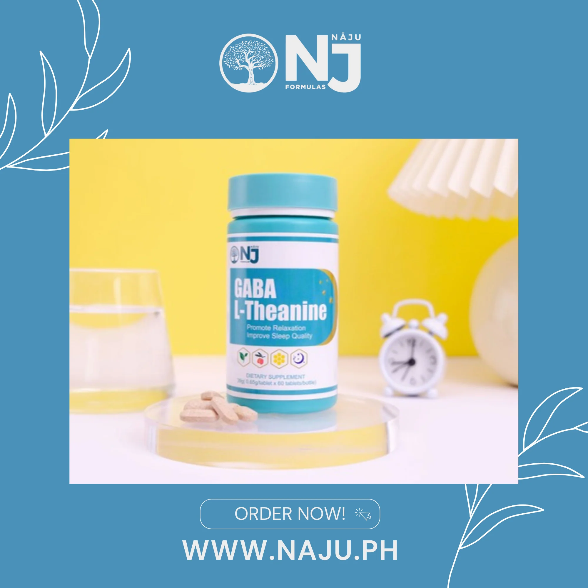 Gaba L-Theanine (NAJU) Boost your focus and Concentration, Improve cognitive function and reduce stress, Promote Relaxation, Improve sleep quality