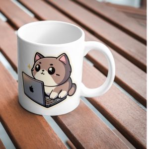 cute Cat Sticker on an open laptop