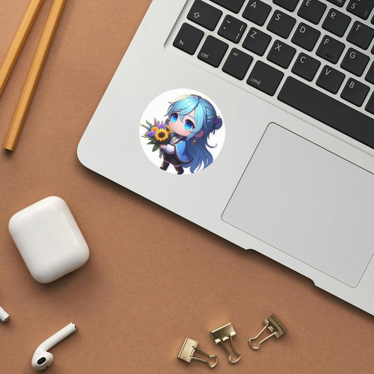 Chibi Character with Blue Hair Stickers