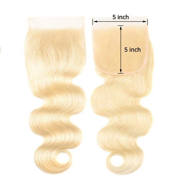 3 Bundles With #613 Blonde 5x5 Body Wave Closure