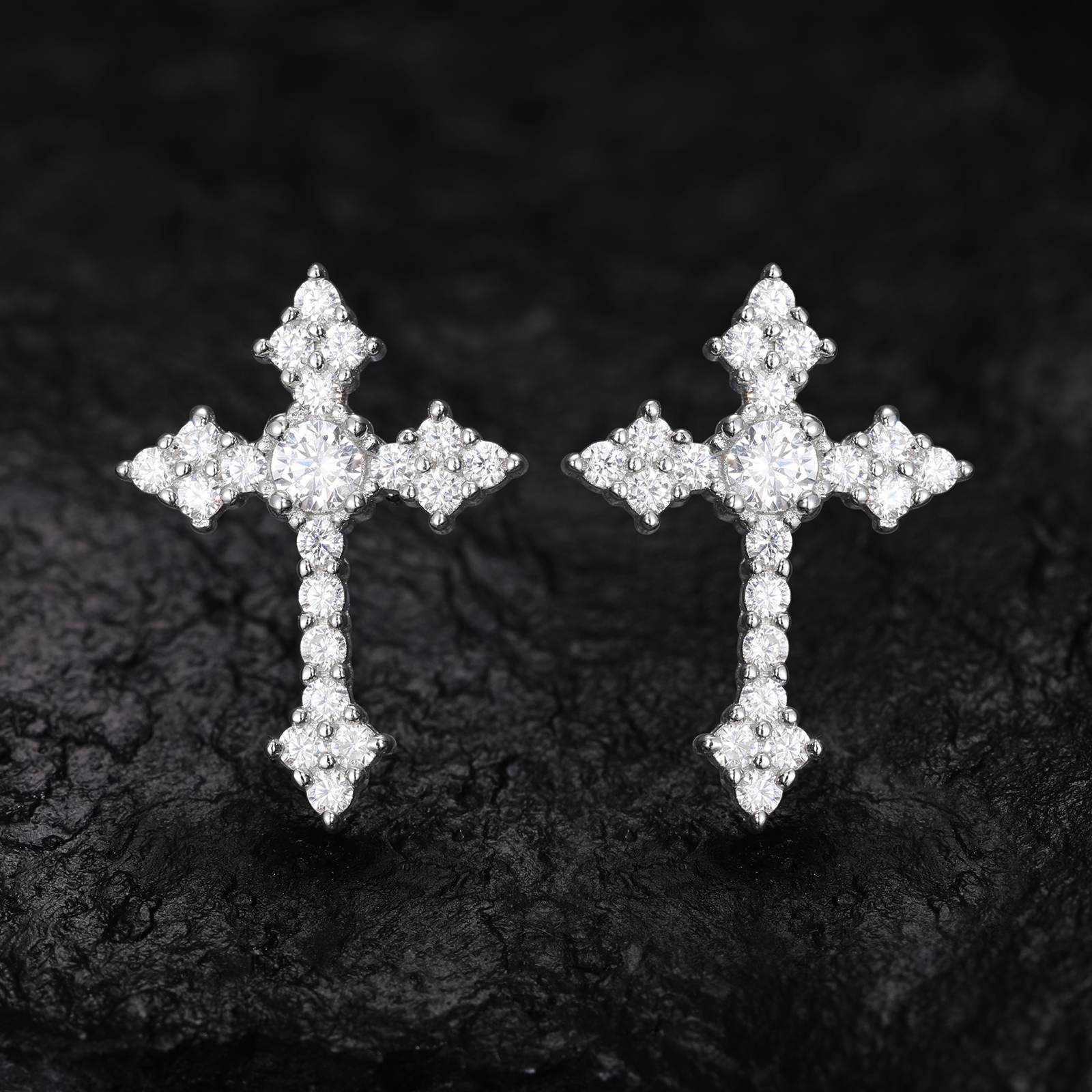 S925 Moissanite Cross Stud Earrings