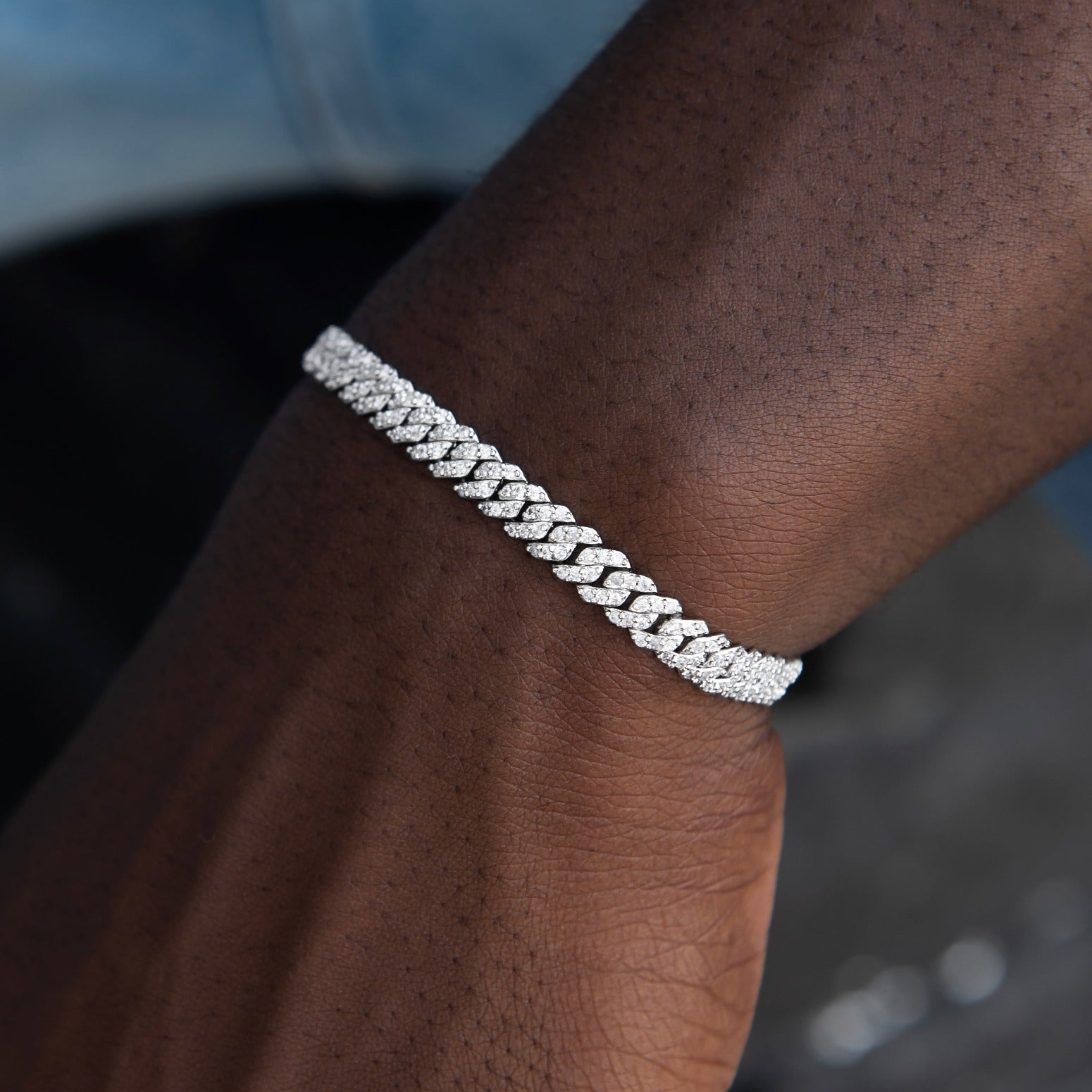 6mm 925 Silver Moissanite Cuban Link Bracelet