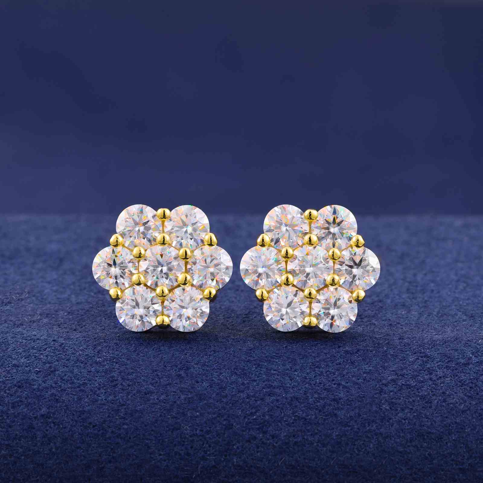 S925 Moissanite Floral Radiance Flower Stud Earrings