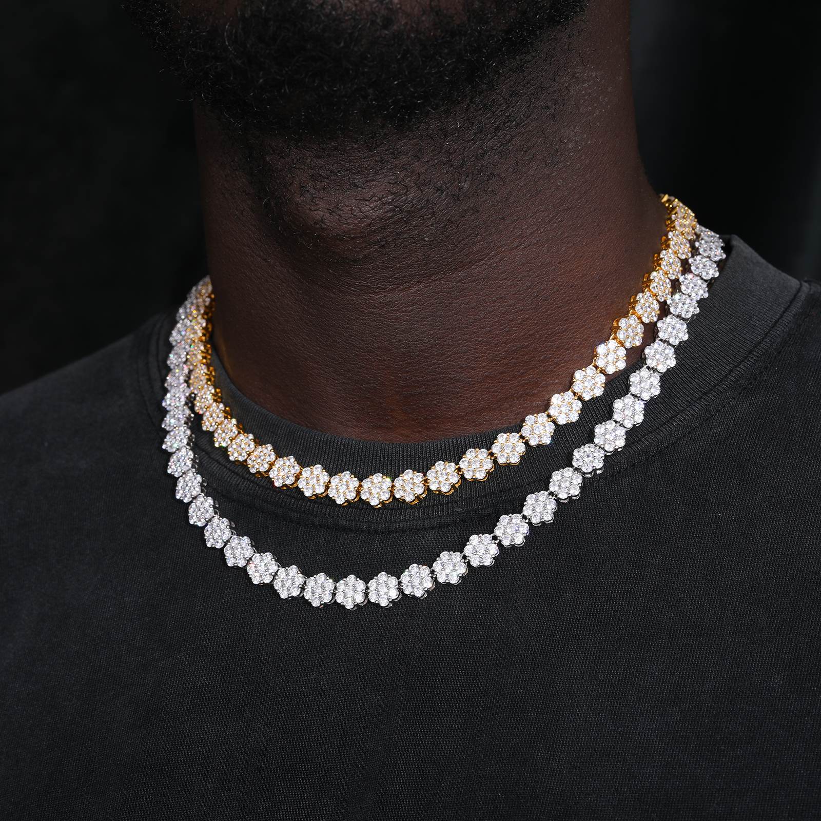 9mm 925 Silver Moissanite Floral Radiance Diamond Tennis Chain