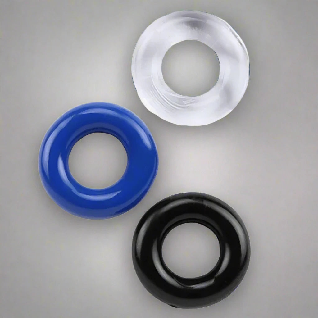 3 Colors Silicone Cock Rings Pack: Male Erection Masturbation Gear