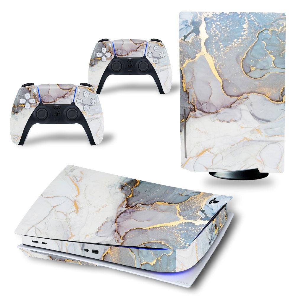 "White Marbling Vinyl Decal Set for Sony PlayStation 5 Disc Version"
