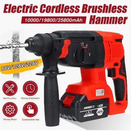 3-IN-1 Electric Brushless Hammer Cordless Power Impact Drill With Lithium Battery