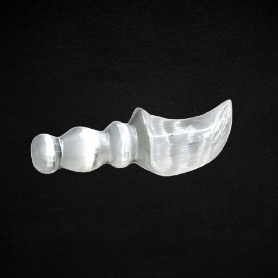 6" Selenite Crescent athame