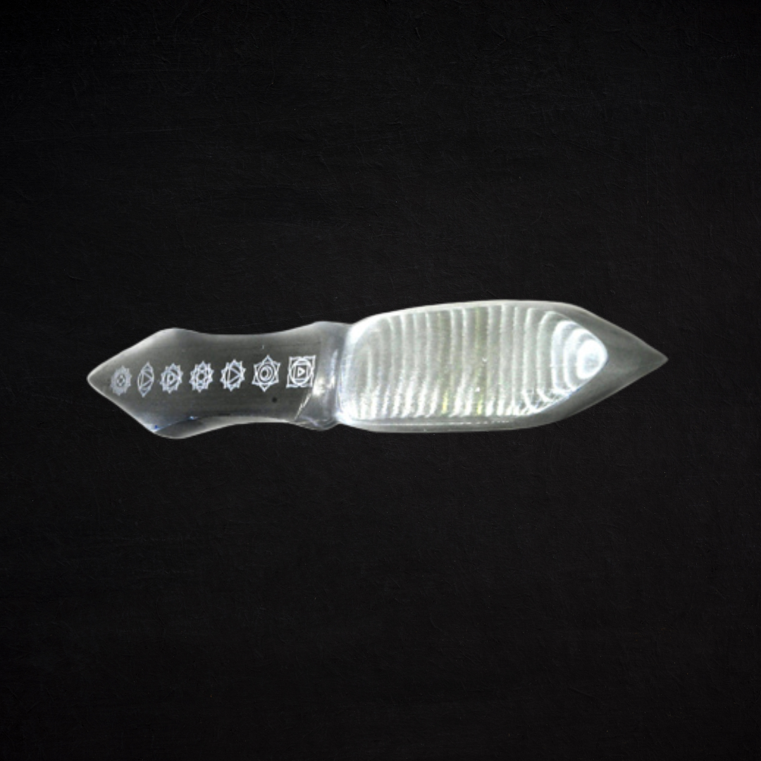10" Selenite Chakra athame