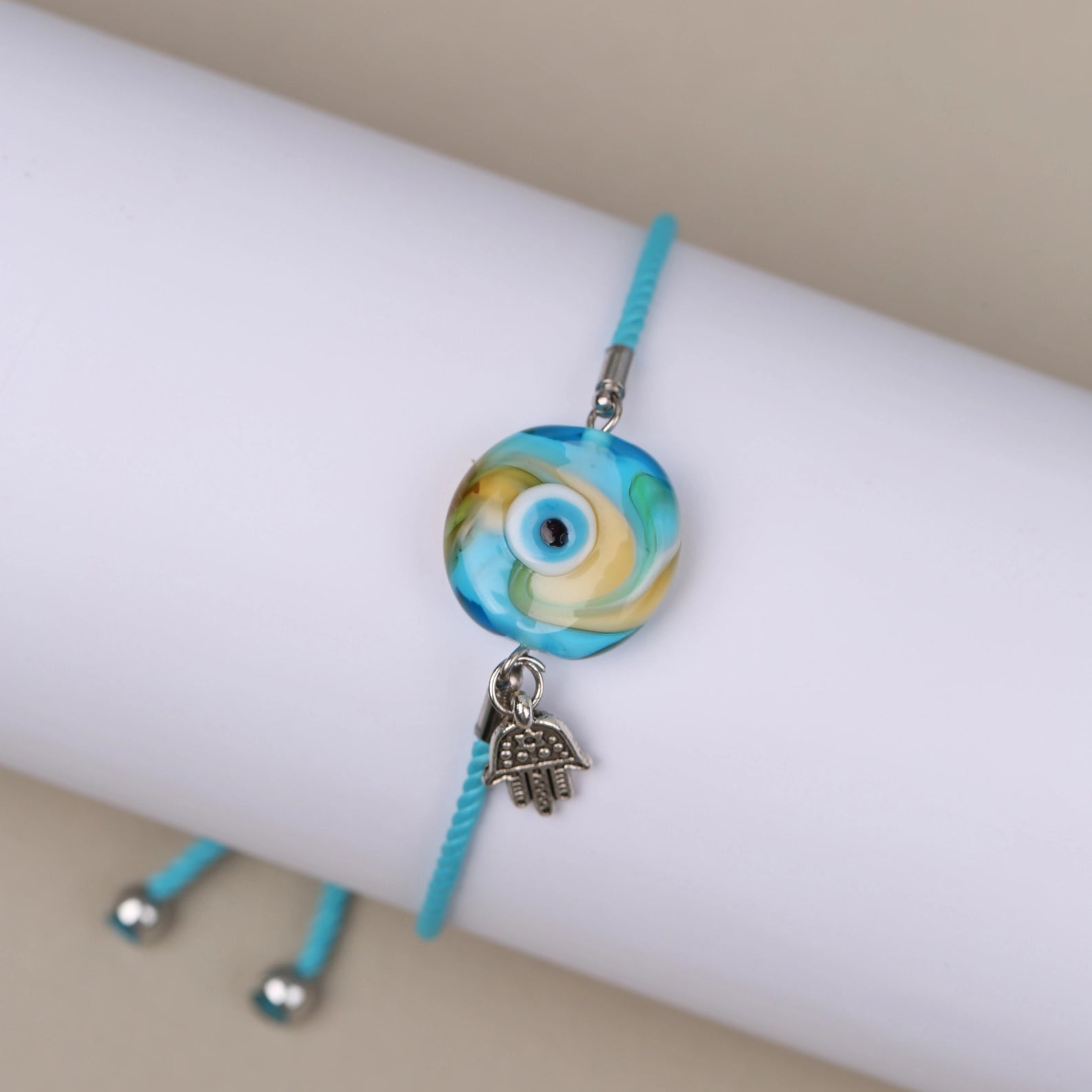 Glass Evil Eye Bracelet, Protection Nazar Dainty Jewellery