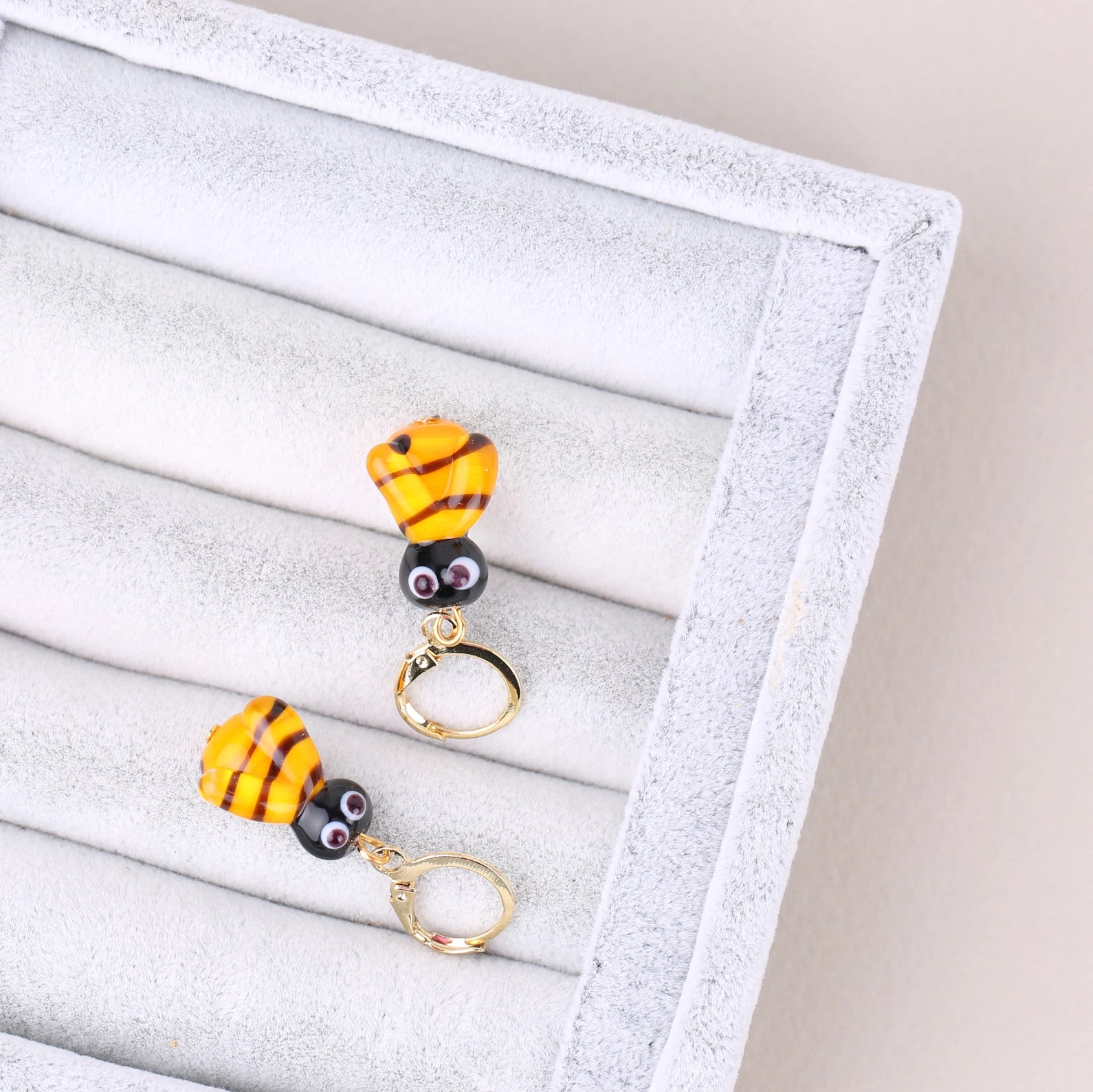 Glass Honey Bee Earrings, Dainty Cute Insect Jewellery, Nature