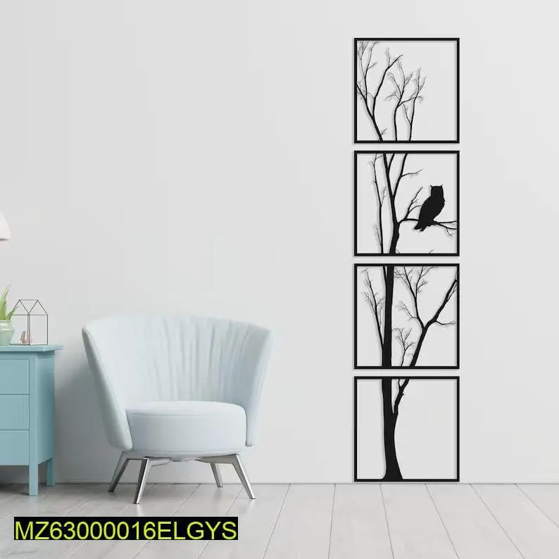 Tree Style Wooden Wall Decor, Pack Of 4