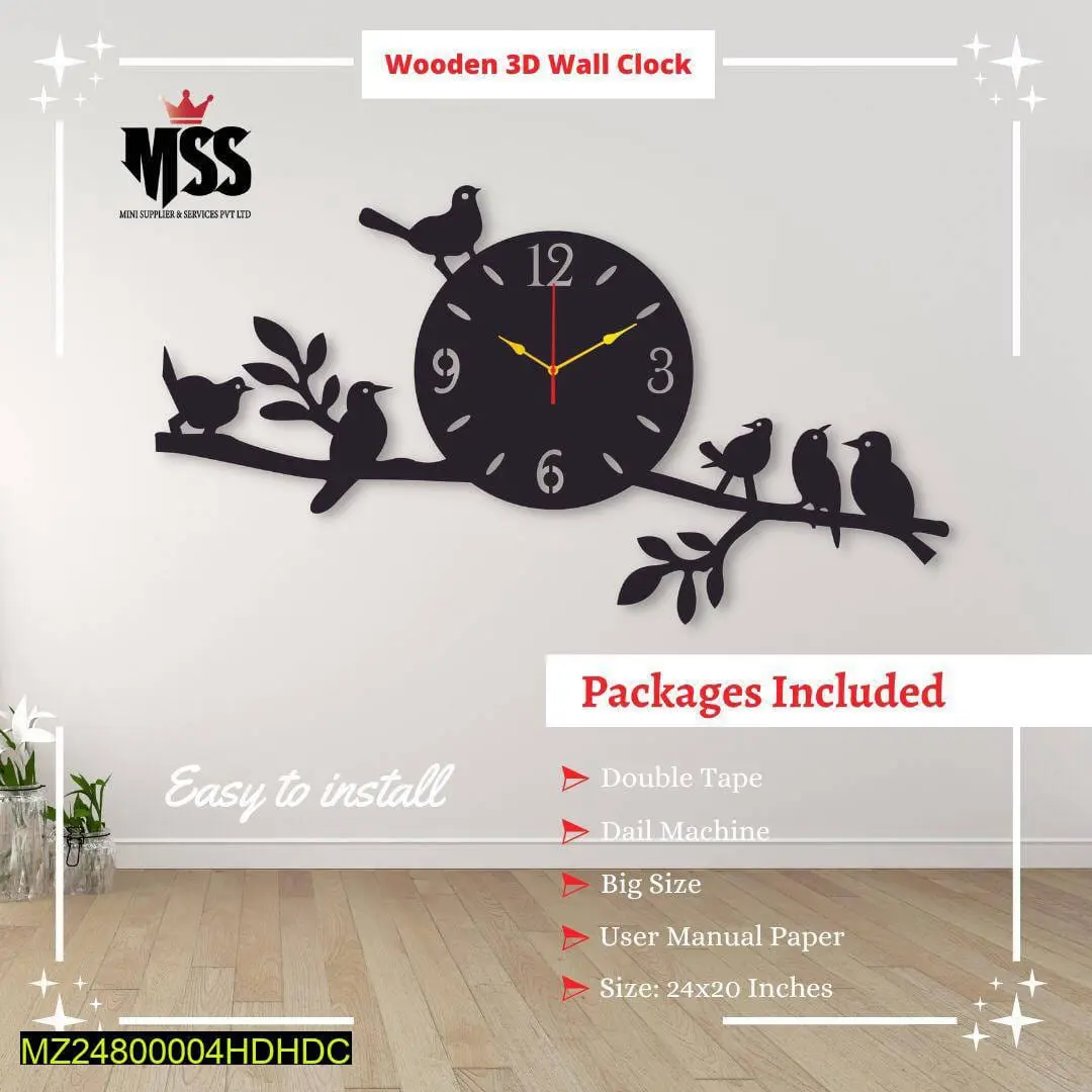 Analog Stylish Birds Design MDF Wall Clock