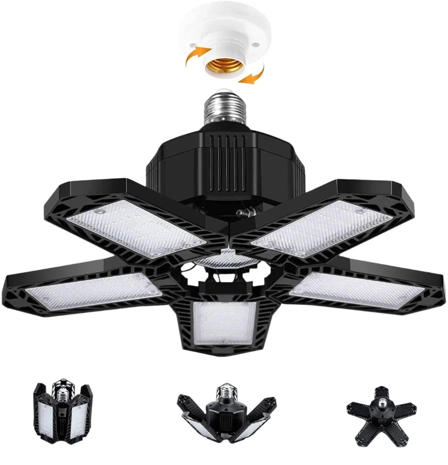 Super Bright Multi-Directional Ceiling Garage Lights - 5 Panels (15k Lumens)