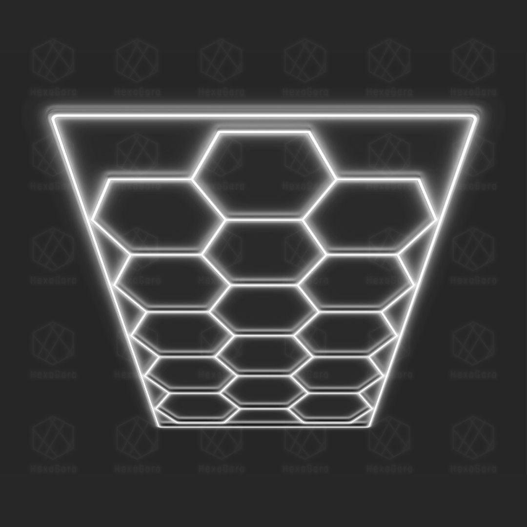 Hexagonal Lights Grid - 15 Hex With Color Border