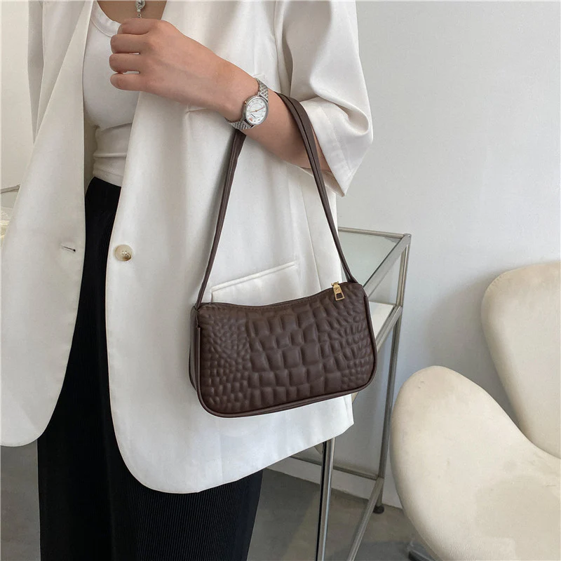 Croc-Embossed Shoulder Bag