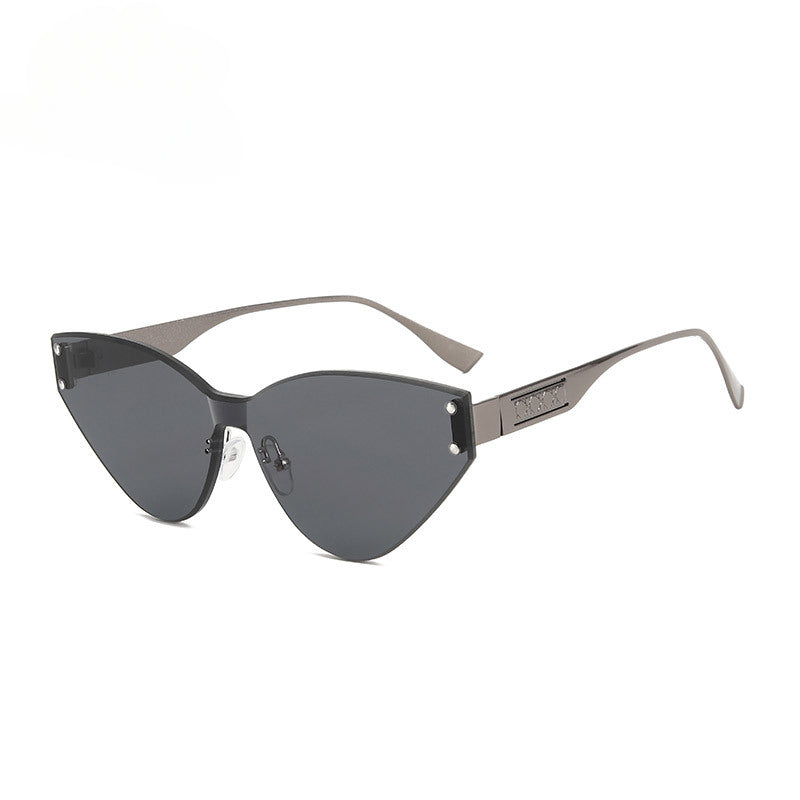 Kdomix T1161 Frameless Color-Block Cat Eye Sunglasses