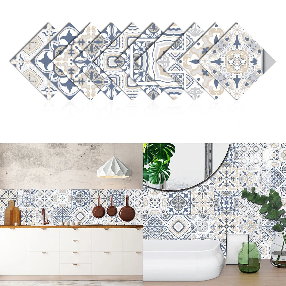 10/15cm Bohemia Style Crystal Hard Film Tile Sticker Bathroom Kitchen Backsplash Decoration Wallpaper Peel & Stick Wall Decals