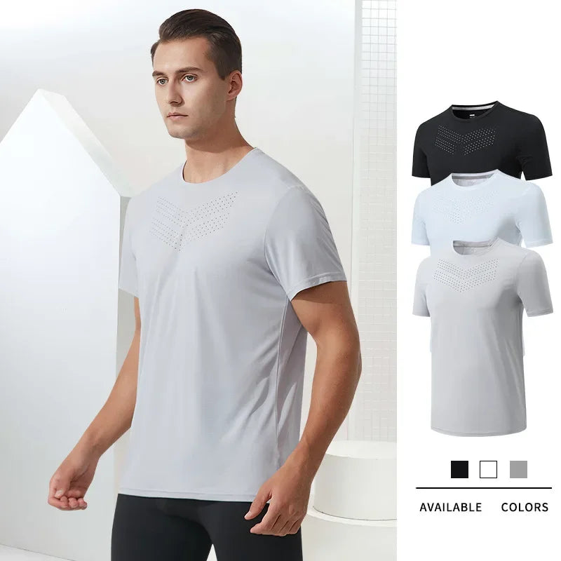 Men Running Short Sleeve Thin Quick-drying Sports T-shirt Summer Training Fitness Gym Top Clothing Basketball Jersey Active Wear