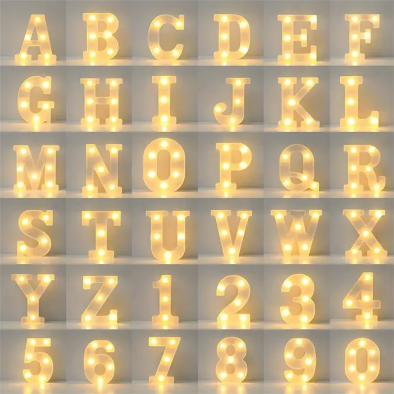 22cm LED  warm light  letters and numbers, using batteries as a home decoration light for proposals and birthday parties