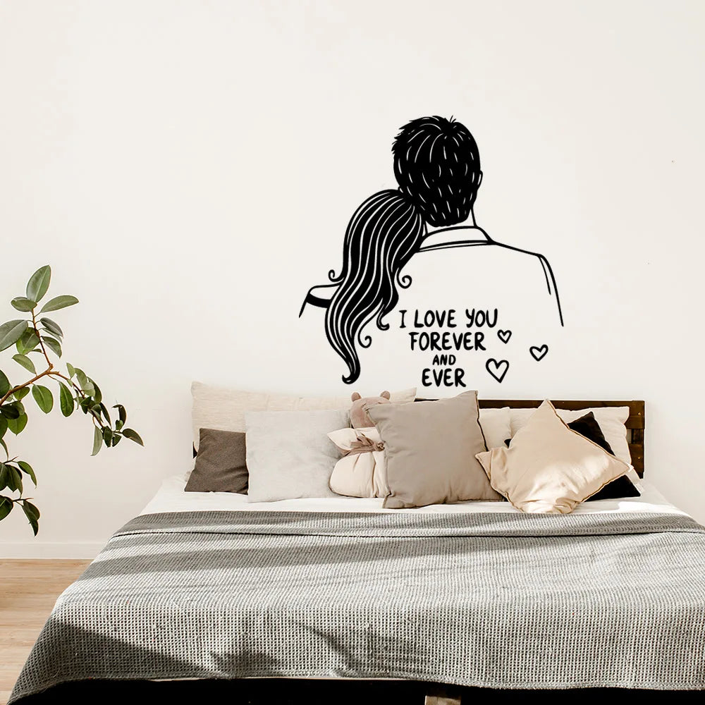 Sweet couple snuggling wall stickers couple in love Room decor For Bedroom Living room waterproof Background wall art decals