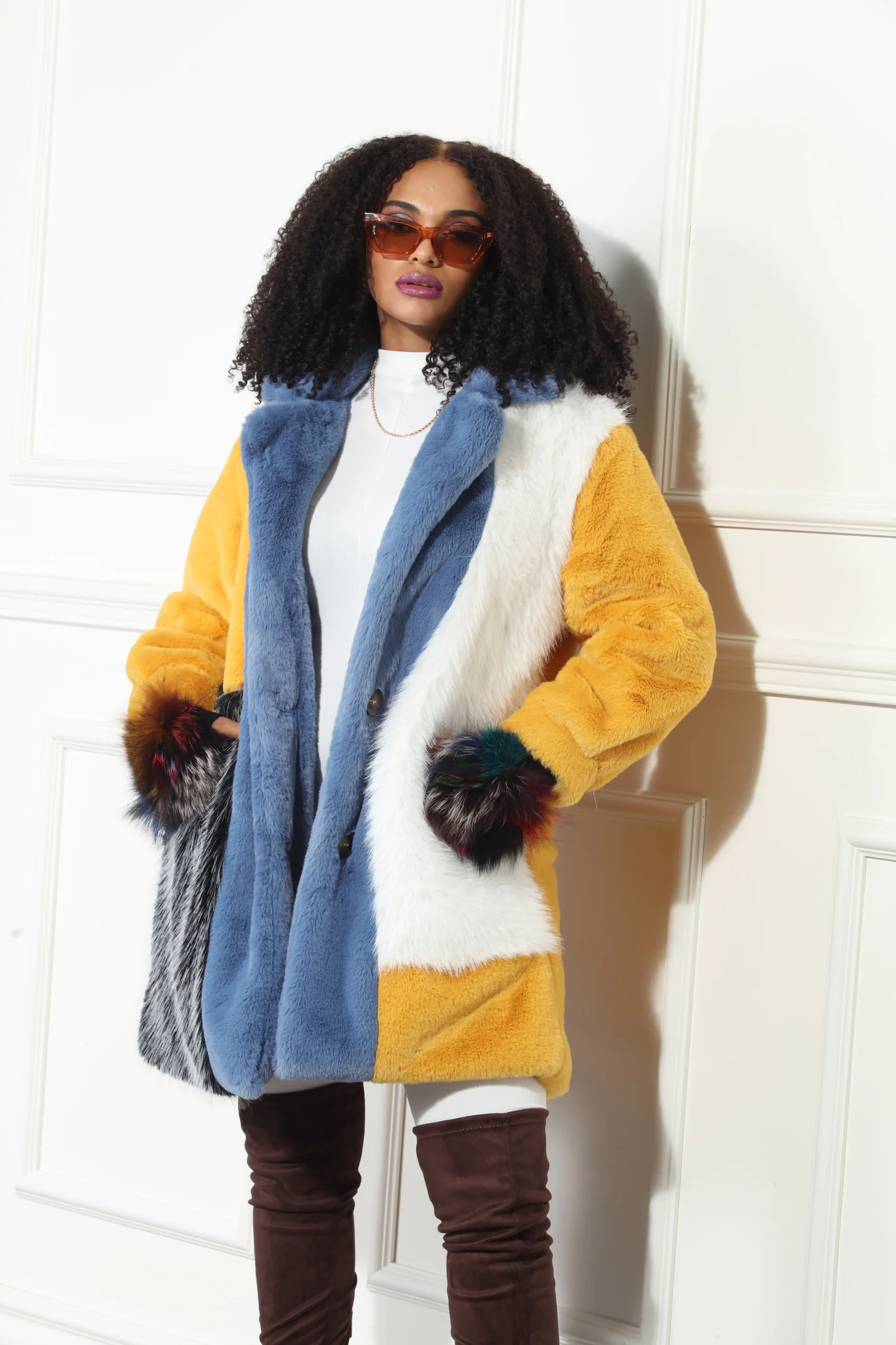 Standout Multicolored Faux Fur Coat