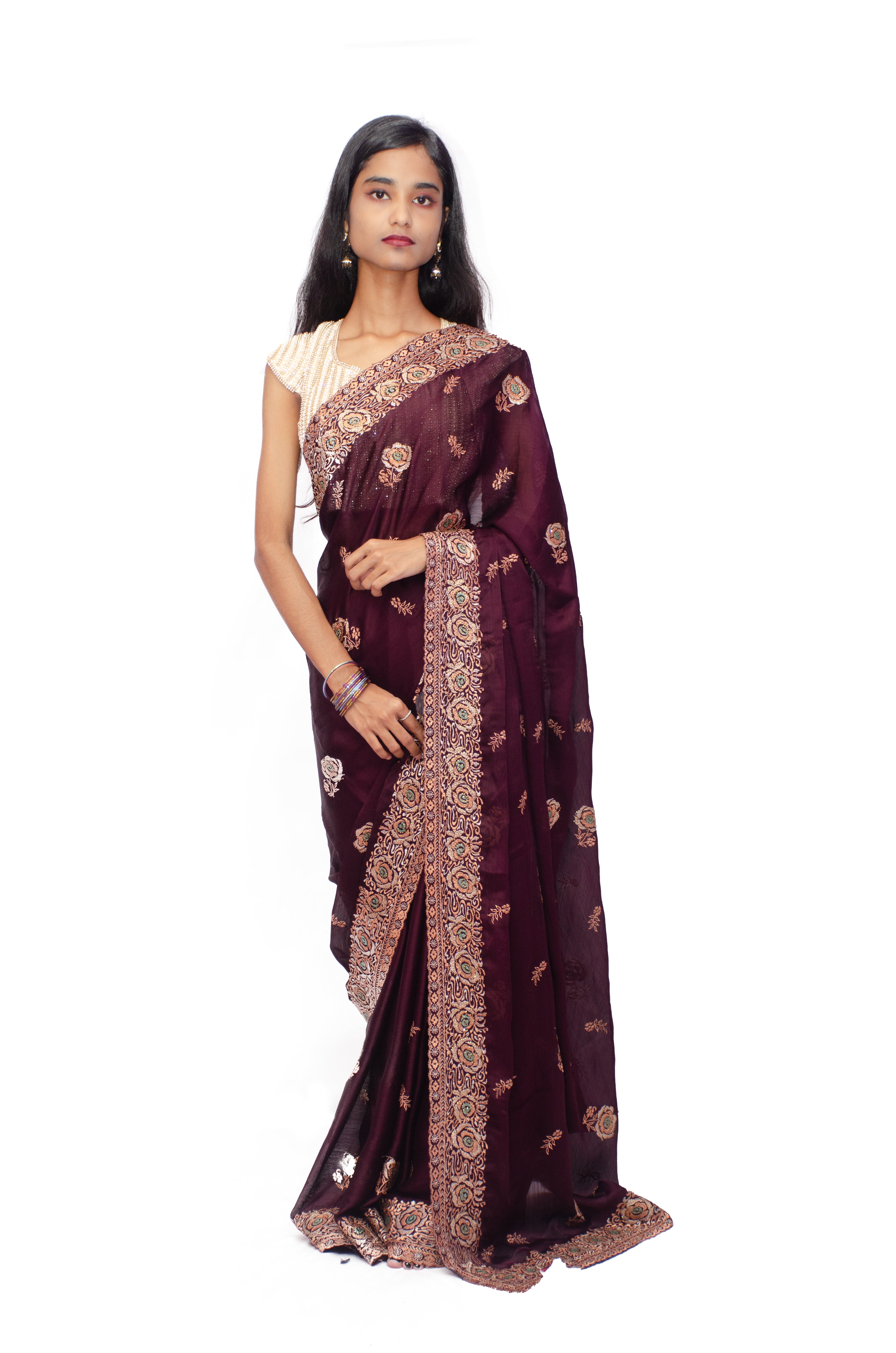 Designer Zari resham embroidery georgette saree with blouse piece